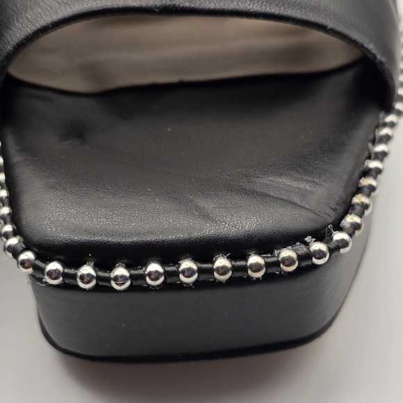 Gianni Bini Roemer Black Leather Ball Chain Platform Mule Sandal Size 8 - Picture 12 of 12
